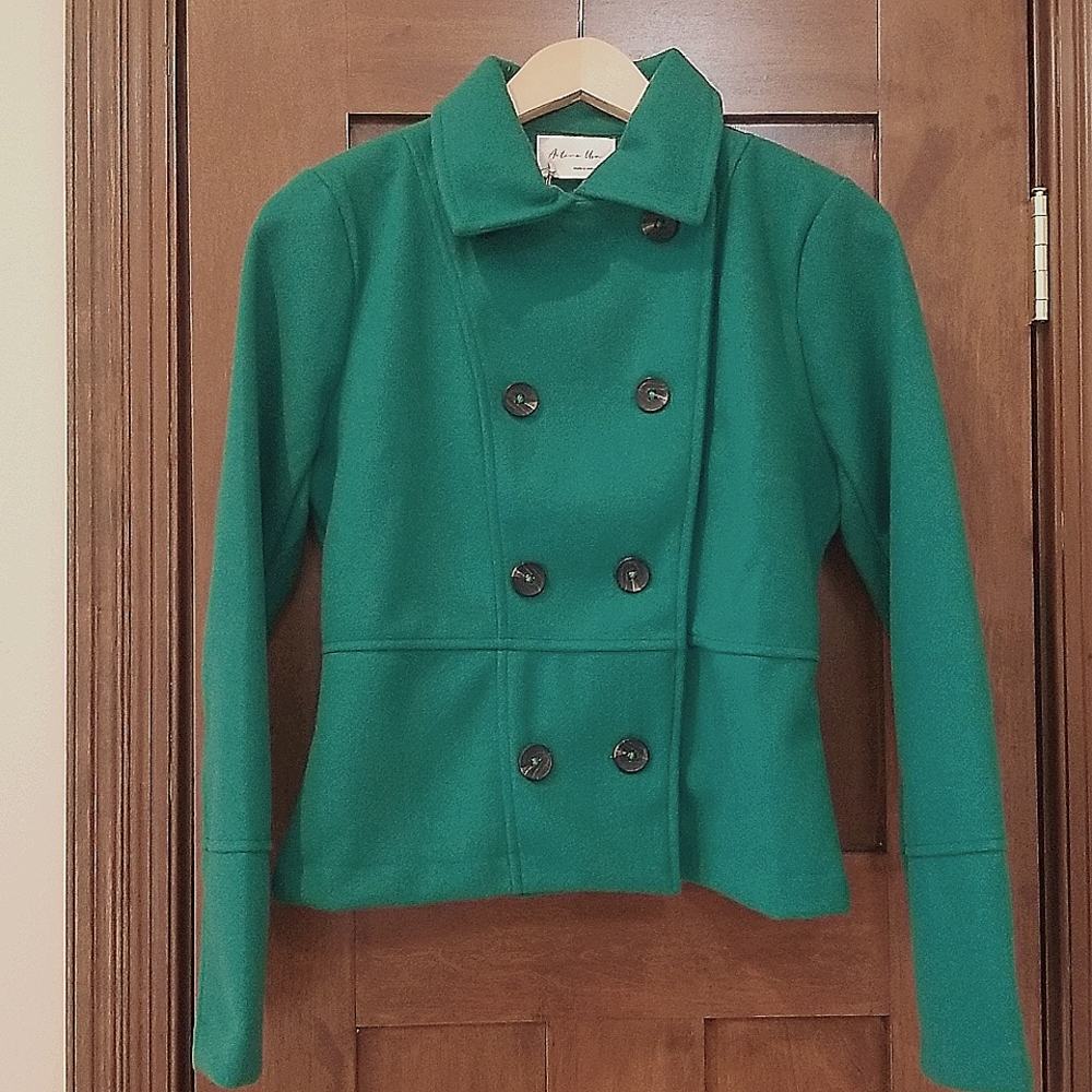 Green double breasted coat
